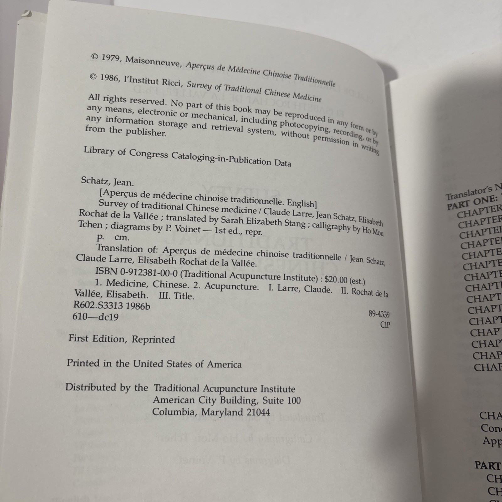 Survey of Traditional Chinese Medicine Larre Schatz Vallee Stang