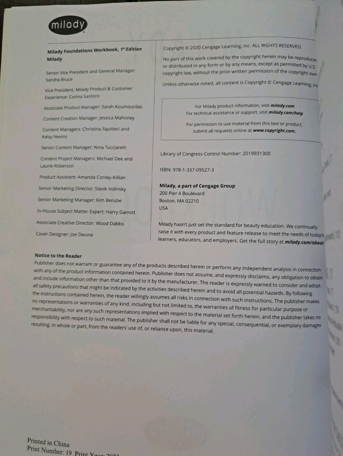Milady Standard Foundations Workbook Paperback Cengage 2020 – VERY GOOD Cond