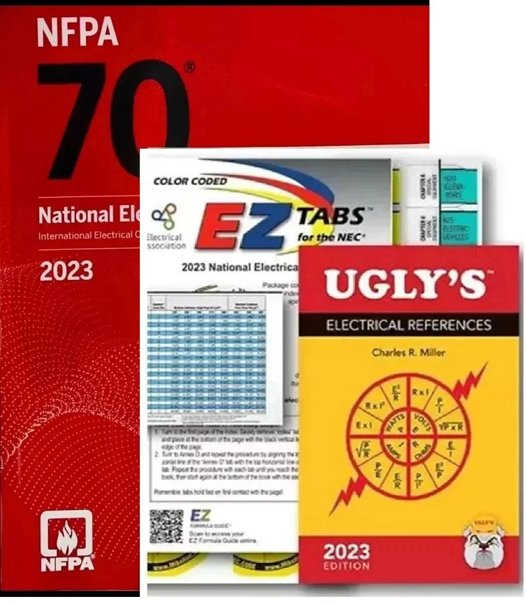 NFPA 70 2023 NEC Code Book Paperback + Ugly’s Electrical Ref Spiral +EZ TAB USPS