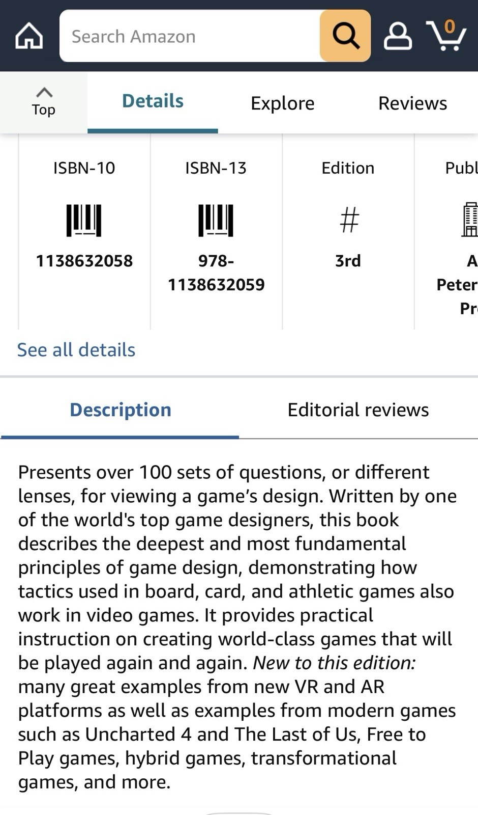 CRC Press The Art of Game Design 3rd Ed Book Jesse Schell 2019 Hardcover PB