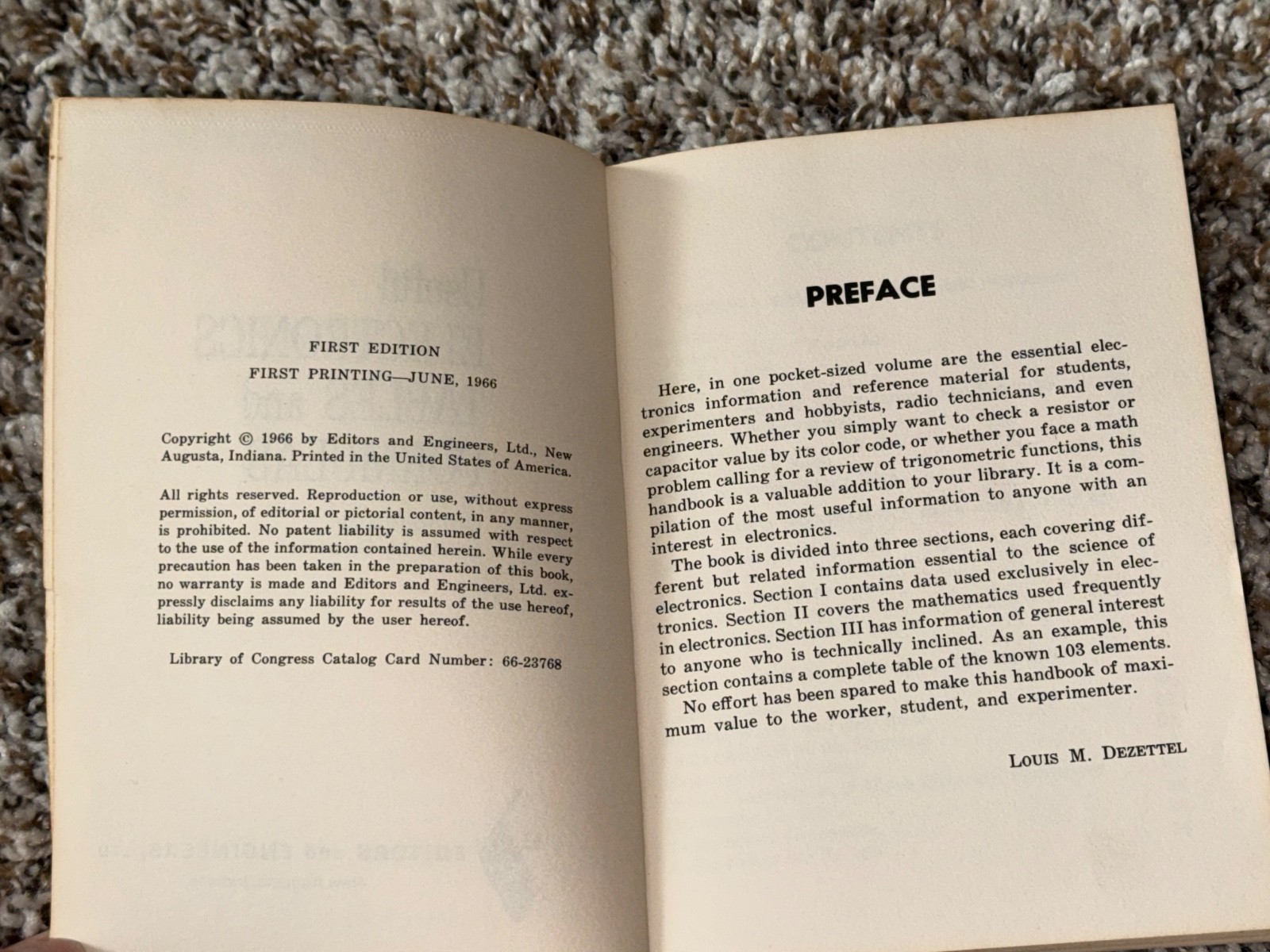 Useful ELECTRONICS TABLES and FORMULAS Skillfact Paperback, First Printing 1966