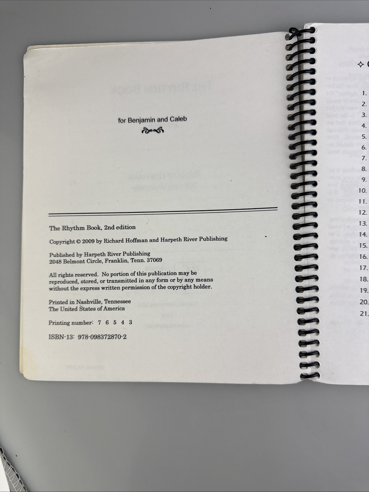 RARE Original Rhythm Book – Spiral-bound, by Richard Hoffman (Takadimi method)
