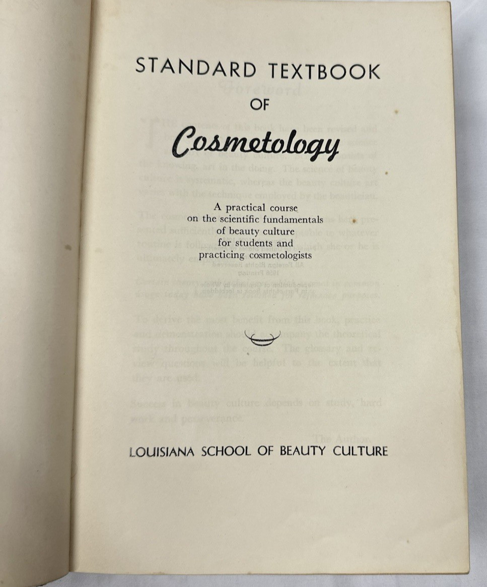 VTG 1956 Louisiana Standard Textbook Of Cosmetology, School of Beauty Culture