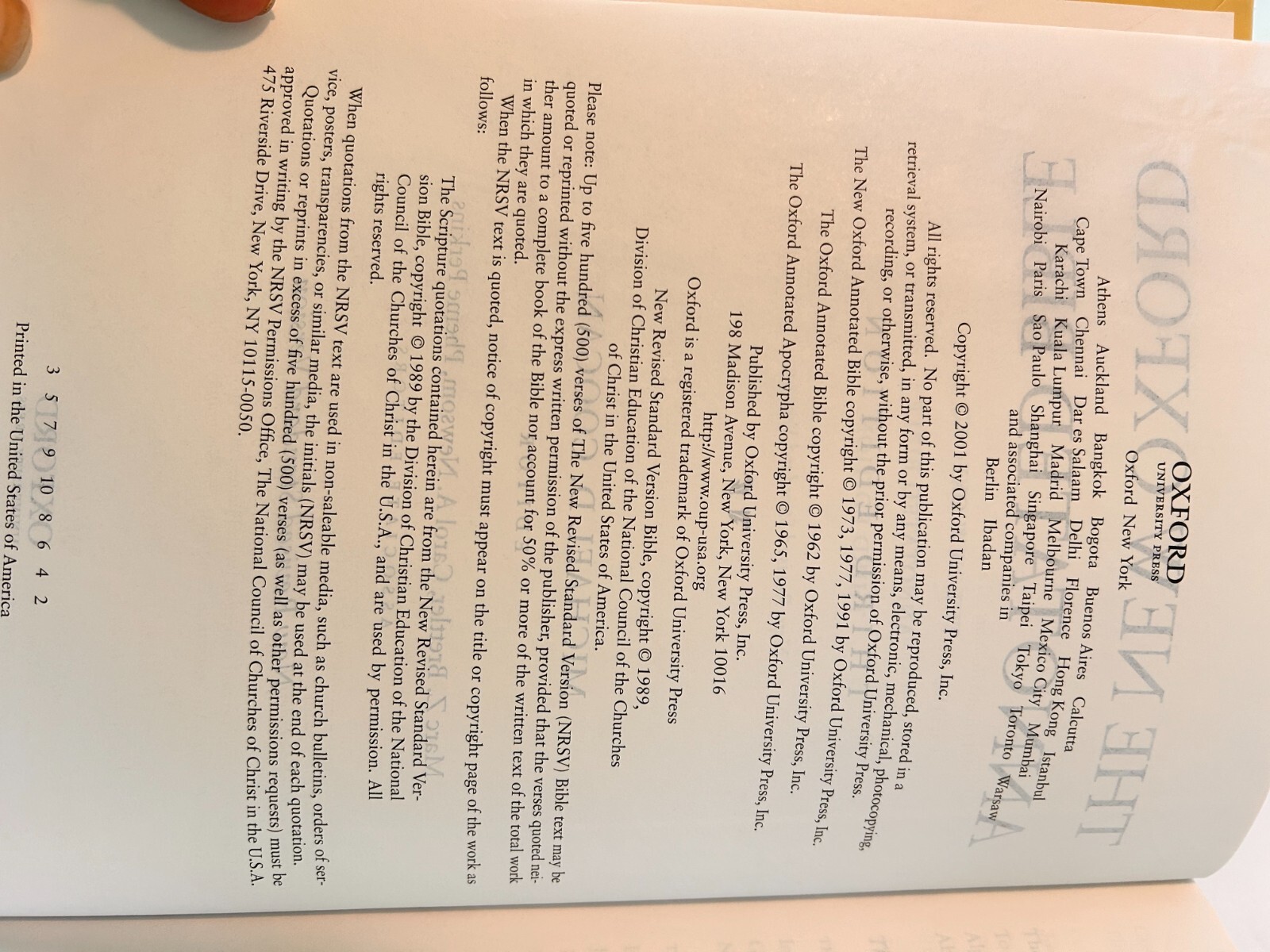 New Oxford Annotated Bible, New Revised Standard Version, Third Edition