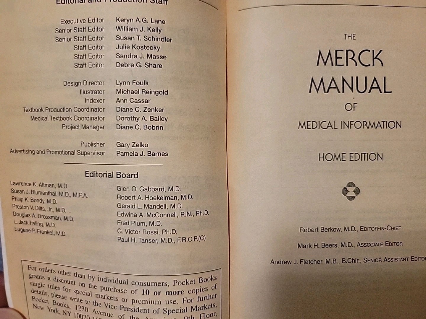 The Merck Manual of Medical Information Home Edition Paperback Reference Book