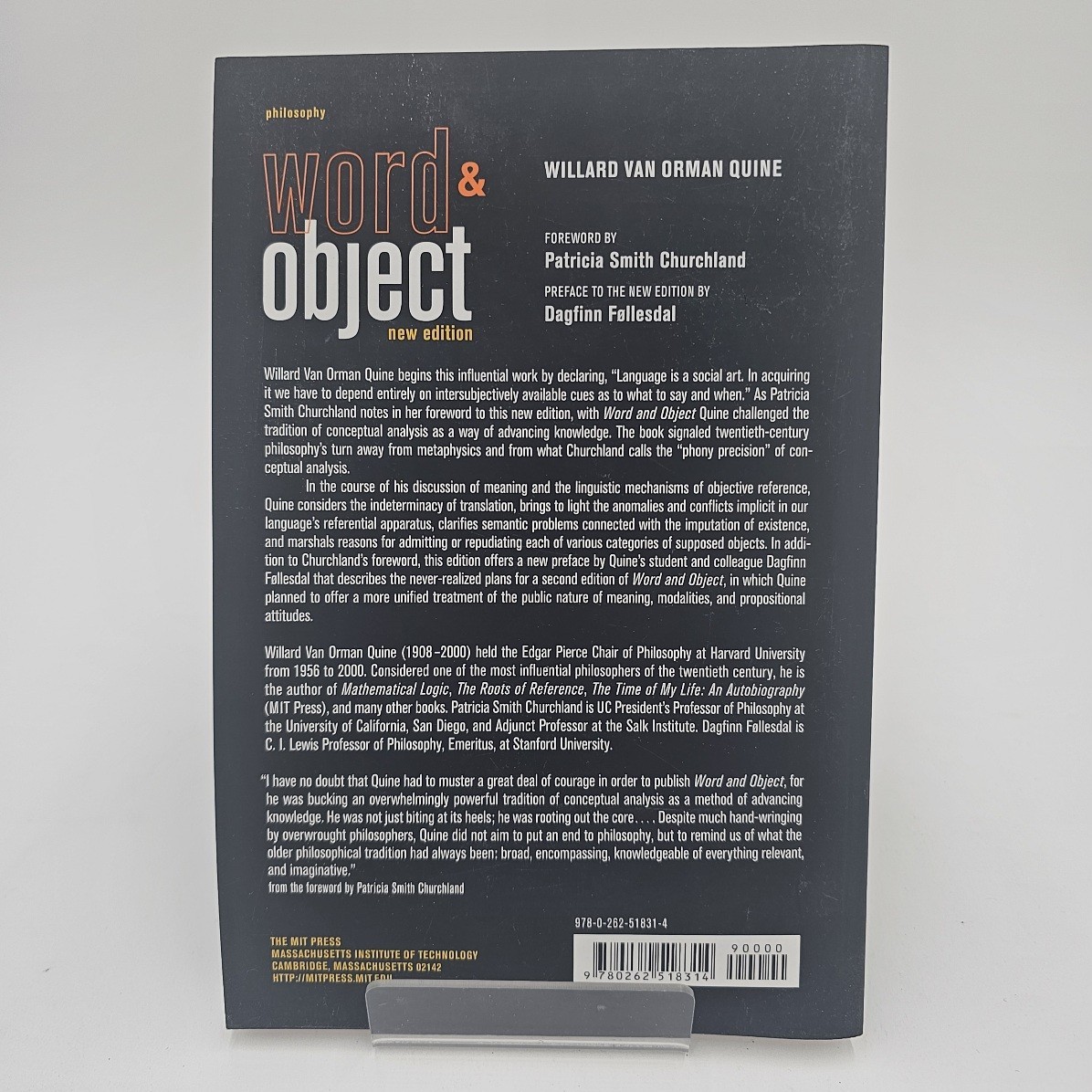 Word & Object by Willard Van Orman Quine | New Edition PB UNMARKED TEXT VG+