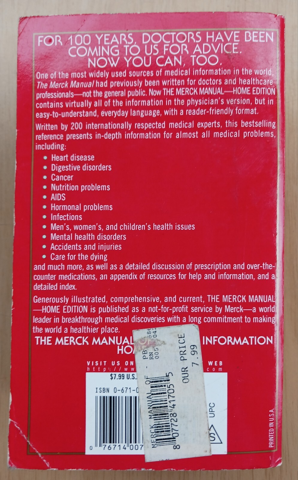 The Merck Manual of Medical Information by Robert Berkow (2000, Trade Paperback)