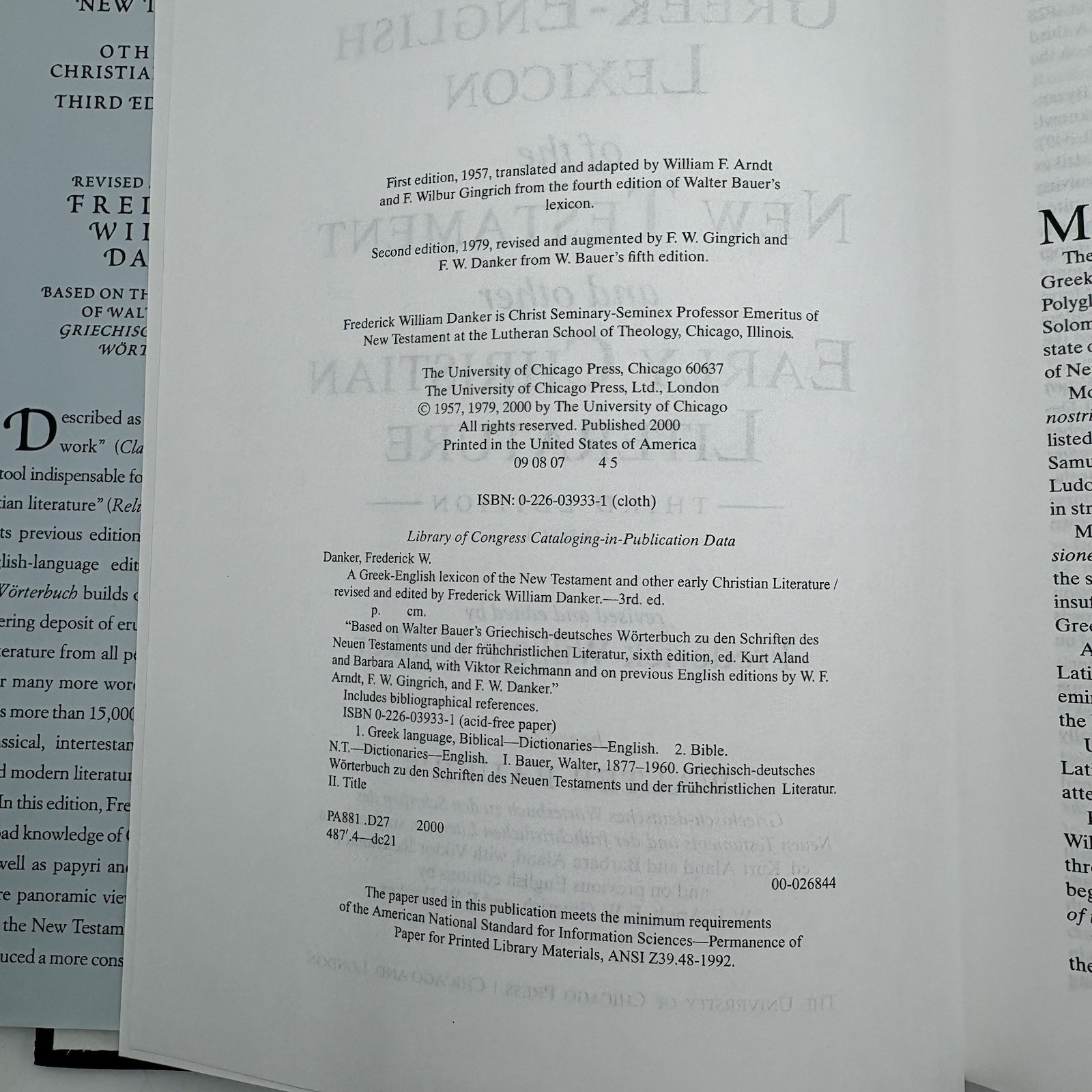 Danker GREEK-ENGLISH LEXICON OF THE NEW TESTAMENT 3rd Edition 2000